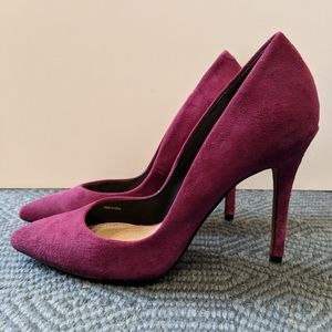 Charles David magenta suede pointy toe heels